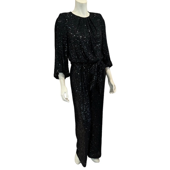 New Vince Camuto Black Sequined Wide Leg Jumpsuit - Picture 1 of 15